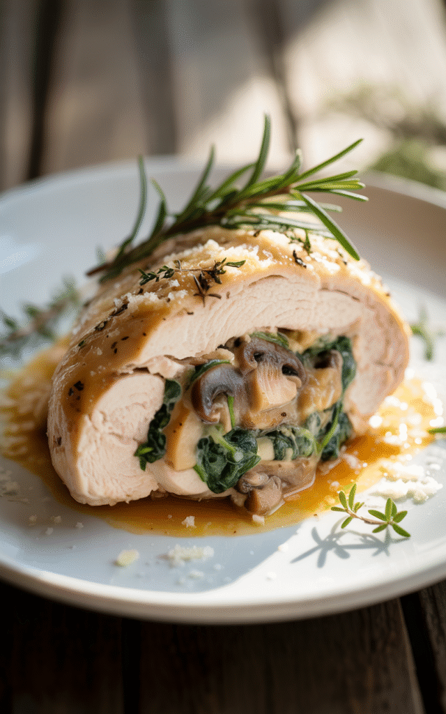 Creamy Mushroom and Spinach Stuffed Chicken